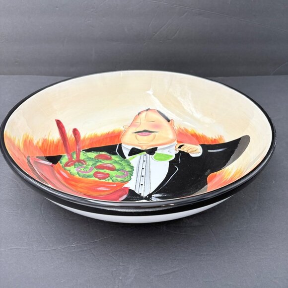 Certified International‎ Tracy Flickinger Pasta Bowl 13” Dinner is Served Waiter - Picture 1 of 13